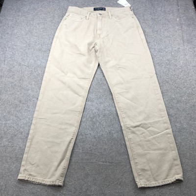 Abercrombie & Fitch Jeans Mens 30x32 Beige Loose Fit Authentic Rigid Denim NWT