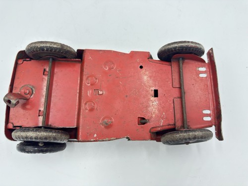 Vintage Marx Red Steel Willys Jeep With Spare Tire/Hitch Circa 1940 - Picture 9 of 9