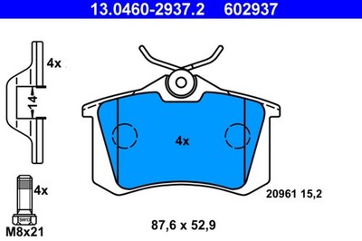 ATE Bremsbelagsatz Scheibenbremse 13.0460-2937.2 für VW GOLF CORRADO 1G1 19E 53I