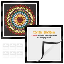 2 Pack Diamond Art Painting Frames for 30x30 cm/12x12 inch Painting, Self-Adh...