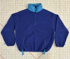 Vintage Cropped Fleece Bomber Jacket Purple Blue Medium Pocket