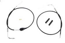 43 inch Stainless Steel Throttle and Idle Cable Set Black Co fits Harley Davidso