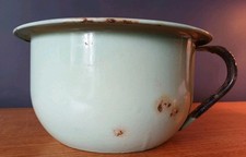 Vintage Mint Green Enamelled Chamber Pot Planter Retro 