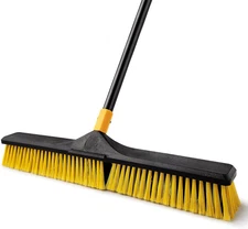 24 Inch Push Broom Brush 65.3 Inch Long Handle Stiff Bristles Heavy-Duty Outdoor
