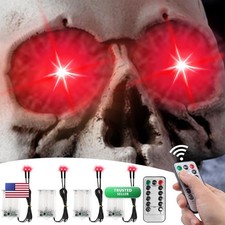 4 Pack LED Glowing Skull Eyes Halloween Decoration - Red