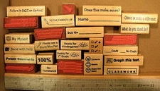 Teacher Phrase Rubber Stamp, Your Choice, wood mounted
