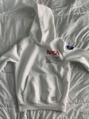 White Nasa Jacket - Text -  Orange Accents - Small
