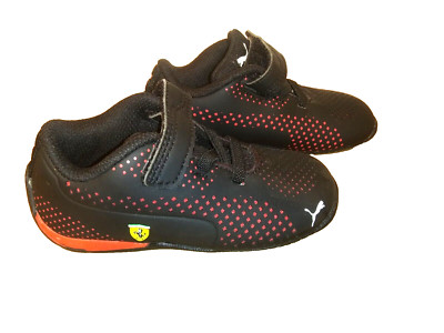 Puma Toddler's Mesh Sneakers- Black/Red-6C- w/hook & Loop Strap