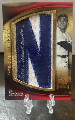 Don Newcombe 2009 UD ICONS /4 Immortal Letterman On Patch Auto “N”DODGERS HOF!