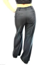 Anne Klein smooth Black wide leg Slacks Dress Pants trousers Womens SIZE 4
