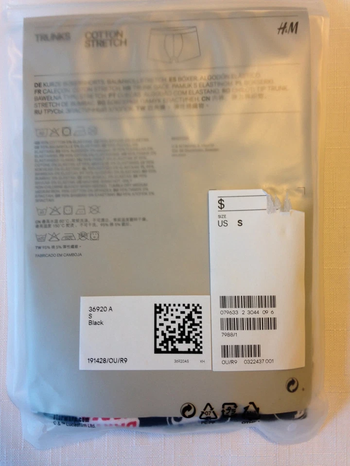 H&M STAR WARS Calzoncillos de Algodón Elástico Ropa Interior para Hombre NUEVOS Tallas S, M, L, XL Foto 4 de 4