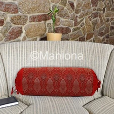 Silk Neck Bolster yoga Cover Masand Cushion Cover Tubular Kantha Quilt Throw 