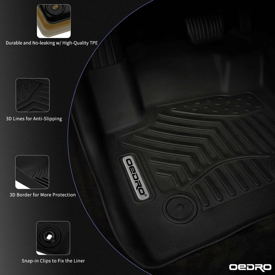 OEDRO Floor Mats for 2010-2014 Ford F-150 F150 Super Crew Cab Black TPE Liners Foto 4 de 4