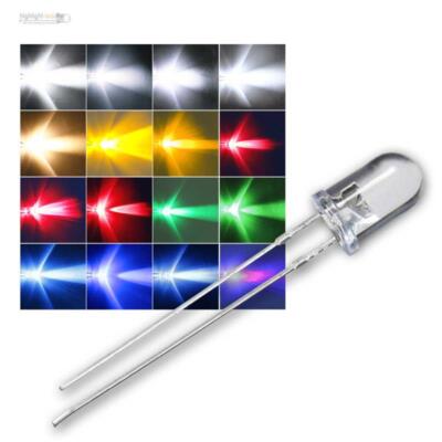 LED 5mm wasserklar divers Farben & Helligkeit Leuchtdioden LEDs transparent rund