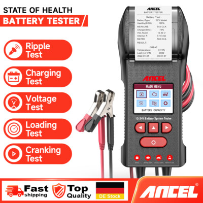 ANCEL BST600 KFZ Batterietester Testgerät Prüfer mit Eingebaut Drucker 12V/24V