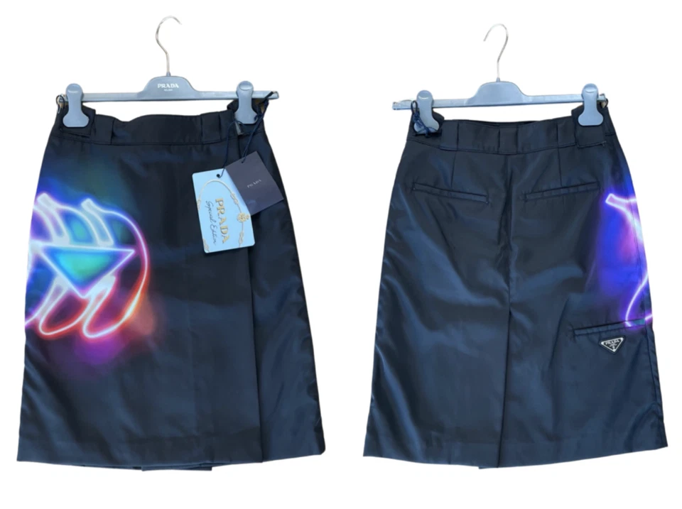 PRADA SPECIAL EDITION DEADSTOCK TECHNICAL LOGO CATWALK SKIRT ICONIC ROCK BNWT
