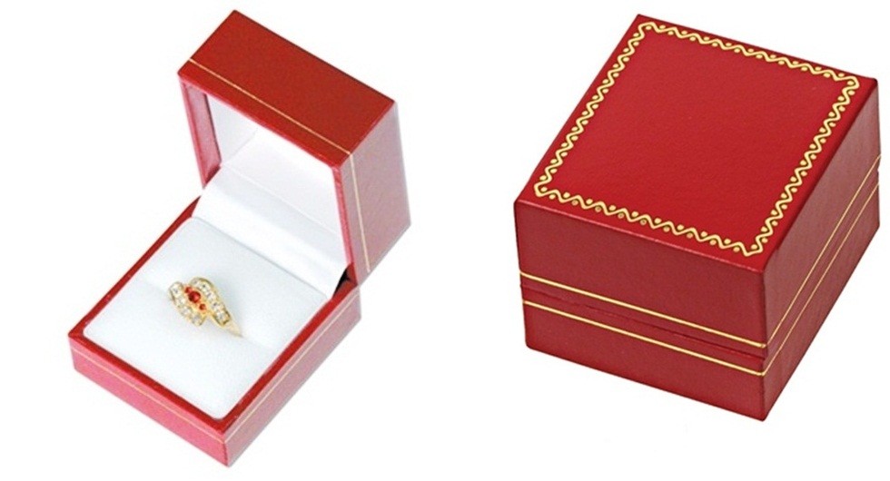 Wholesale 144 Classic Red Leatherette Ring Jewelry Display Gift Boxes