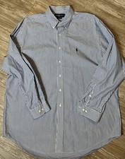 Ralph Lauren Classic Fit Shirt Mens Blue Stripe Long Sleeve Button 17-1/2 34/35