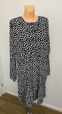 New ladies mix black geometric casual flare long dress plus size UK 20