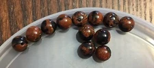 Vintage Copper Sparkle w Black Swirl Infused Super Sparkle Round Glass Bead Lot