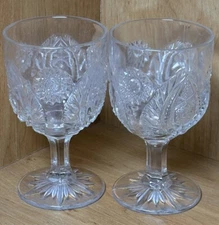 Vintage Clear Glass France Arcoroc Wine Water Goblet Glasses 5.5"Set of 2