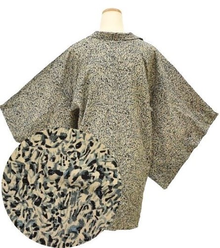Japanese Kimono Vintage Haori Silk Jacket Robe Beige 1mt1760P