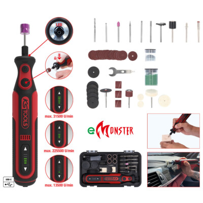 KS TOOLS eMONSTER Akku-Multifunktionswerkzeug-Satz mit 50 Zubehörteilen