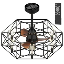 24" Caged Ceiling Fan with Lights and Remote Control (6x E12 LED Bulb Required)