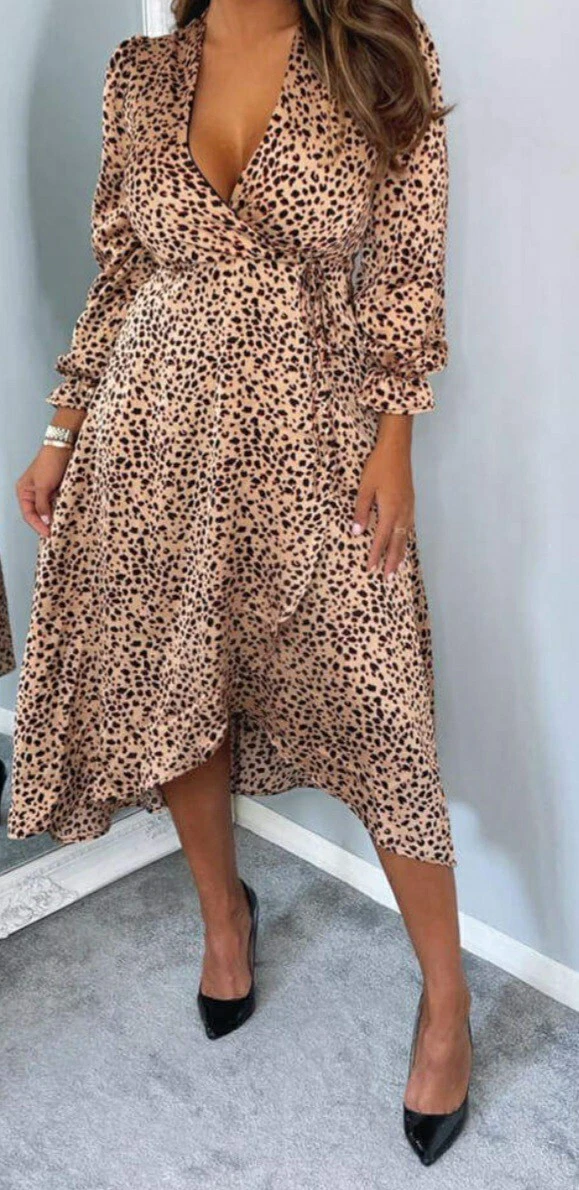 AX Paris Animal Print Wrap Midi Dress UK 6. eBay