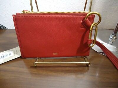 New Hobo Intl To Go Tour Pebbled Garnet Red Wristlet Clip Mask Holder NWT