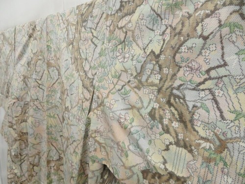 4526T10z730 Vintage Japanese Kimono Silk OSHIMA TSUMUGI Plum tree - Picture 2 of 8