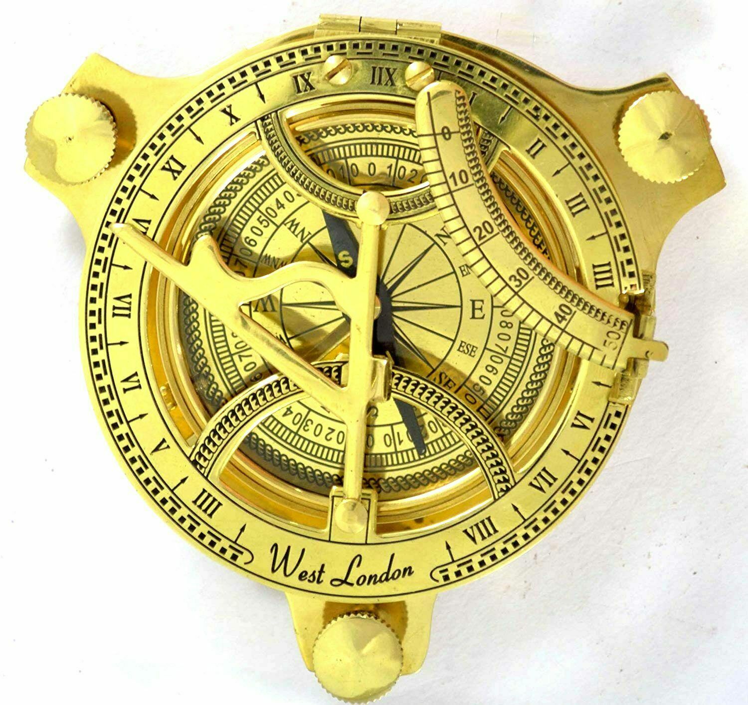 Handmade Nautical Brass Sundial Compass 4 Inch Vintage Maritime Antique