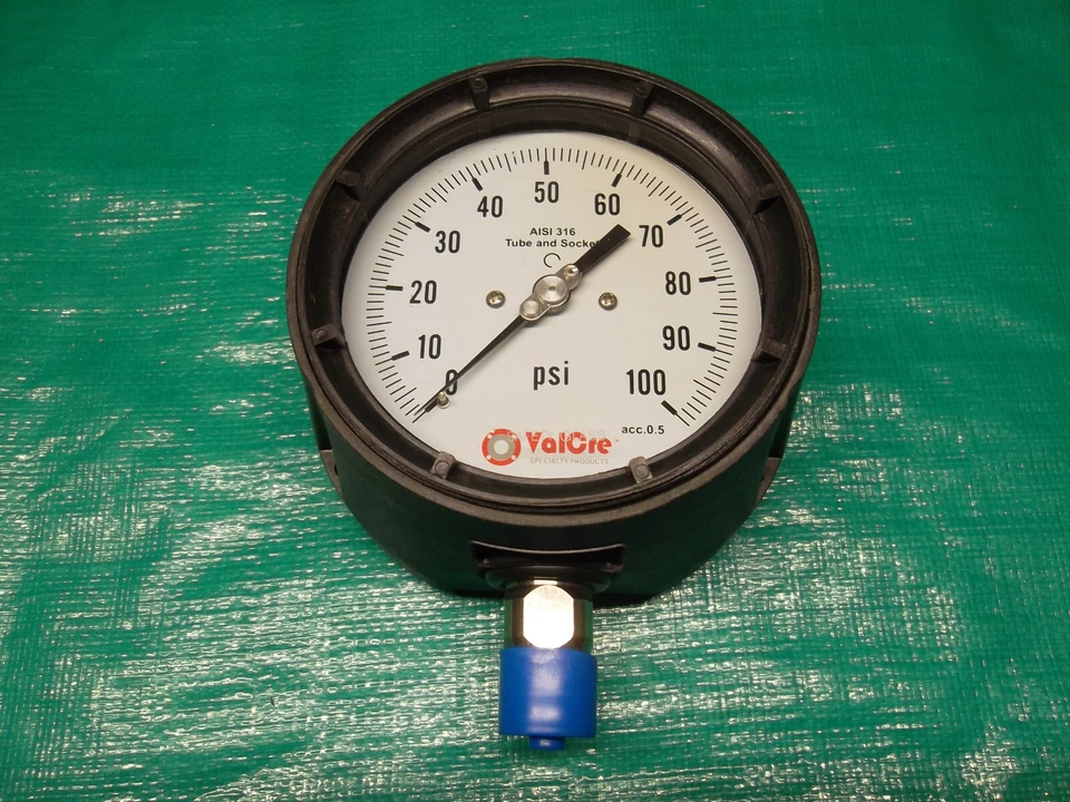Process Pressure Gauge 4-1/2" Face 100 PSI 1/2" NPT Phenolic w/Stainless Lower - Image 2 of 3