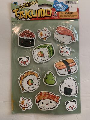 JELLY Clings Anthropomorphic SUSHI Japanese TAKUMO JA-RU Stickers New Great Rare