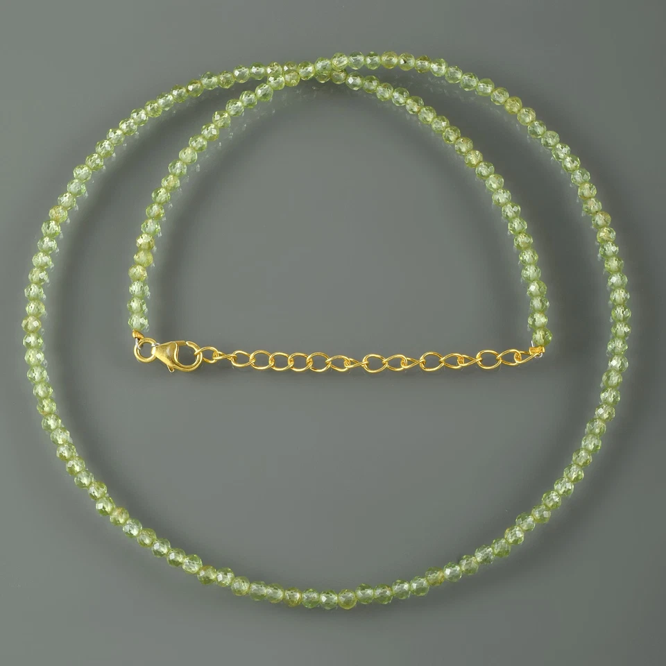 Collar De Cadena De Peridoto Natural Redondo Pequeño De 3Mm 18" - Imagen 2 de 4