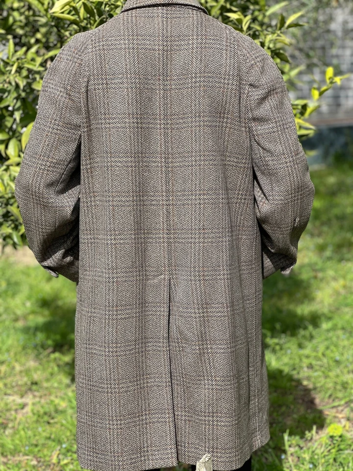 Archive 1950 Hand Woven Irish Tweed Burberry Prorsum Trench Coat Size 44 54 - Image 3 of 4