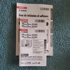 Canon PowerShot Camera A540 A530 Basica, Avanzada,  Software Guia ESPA OL