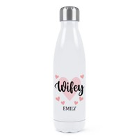 Personalisiert Wifey Doppelwand Wasserflasche Weiß Liebe Ehefrau Geburtstag Spaß