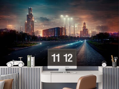 3D City Night Scene Wallpaper Wall Murals Removable Wallpaper 91