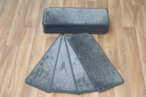 14 Carpet Stair Case Treads Majestic Grey 609 Saxony Large Pads! - Picture 2 of 6