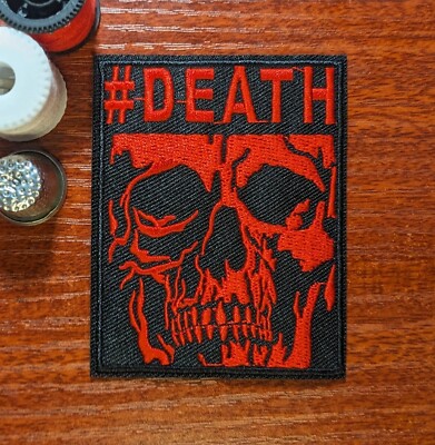 Red Death Patch Crimson Macabre Goth Punk Biker Embroidered Iron On Patch 3x2.5''