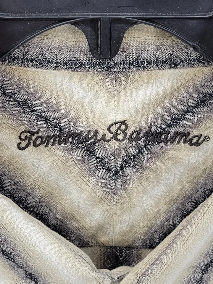 Tommy Bahama Shirt Mens XXl 2XL Brown Aztec Stripe Long Sleeve Button Up Cotton - Image 3 of 4