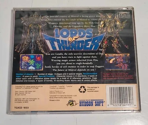 Lords of Thunder (TurboGrafx-CD, 1993) Untested - Picture 2 of 6