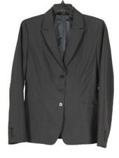 Elie Tahari Women s Blazer 10 Black Striped Three Button Pockets Lined