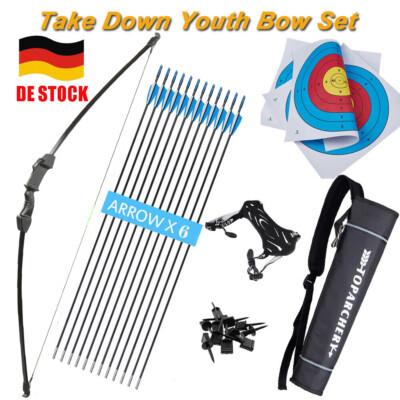 45 Zoll Bogenschießen Kinder Takedown Recurvebogen und Jugend Pfeile Set 15lbs