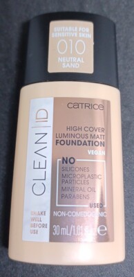 Clean ID Catrice High Cover Luminous Matt Foundation 010 Neutral Sand.