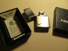 ZIPPO LIGHTER NEW CLASSIC BRUSHED CHROME w/ PIPE LOGO & PIPE INSERT 200PL w/ BOX