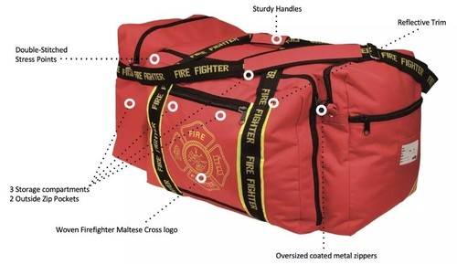 OccuNomix OK-3000 Red Large Firefighter Gear Bag Woven In Reflective Trim New - Picture 3 of 14
