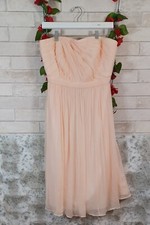 J Crew Strapless peach dress Sz 10 Chiffon 100% Silk Below Knee Bust 35