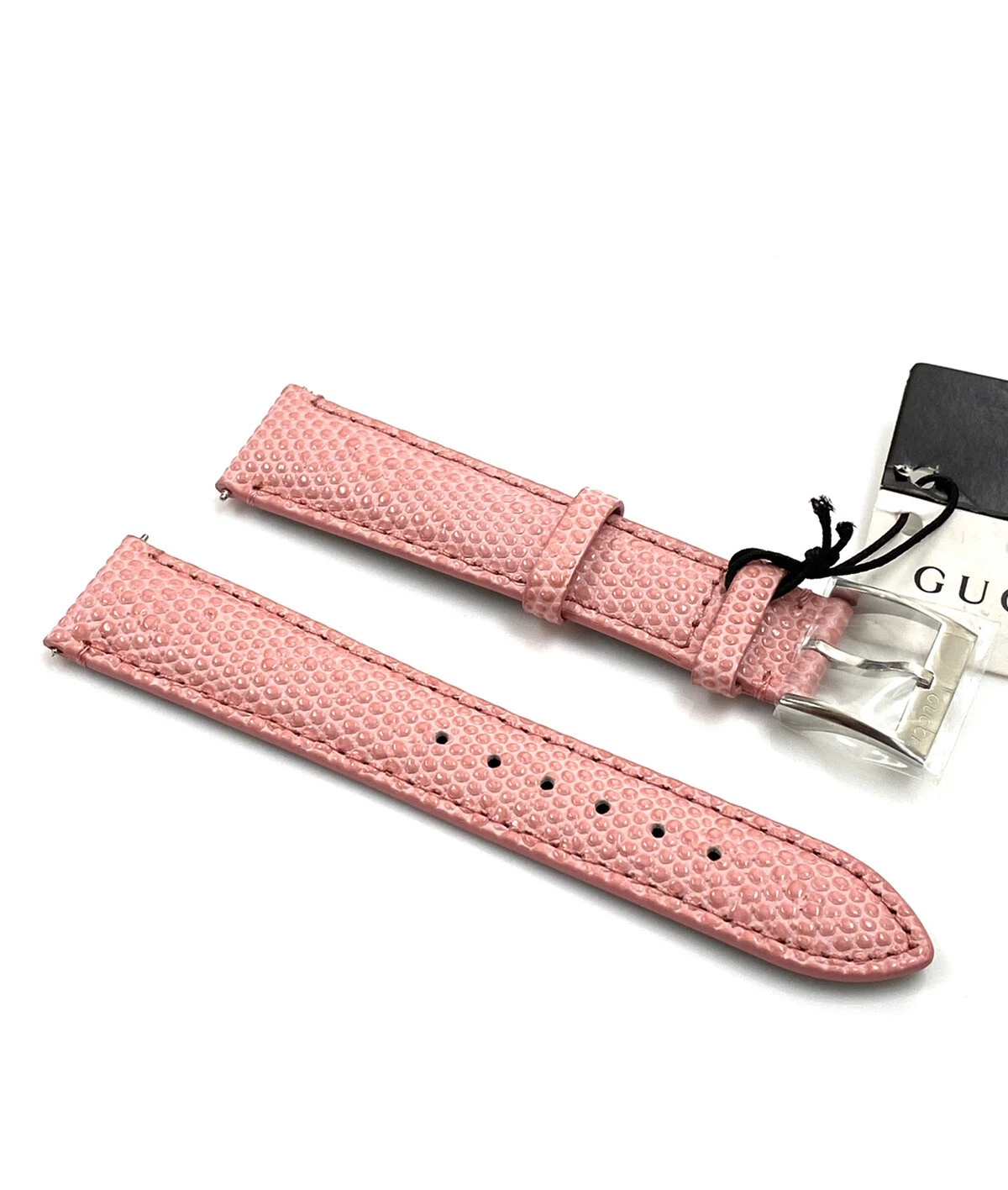 Bracelet en cuir rose véritable Gucci 18 mm pour montre à quartz intemporelle YA1264043 G